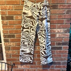 Y2K Mod Retro Brown and White Jeans Pants Size M Hippie Mod Party Retro